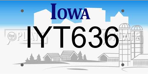 IYT636 Iowa License Plate