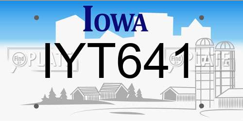 IYT641 Iowa License Plate