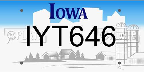 IYT646 Iowa License Plate