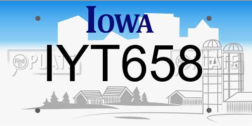 IYT658 Iowa License Plate