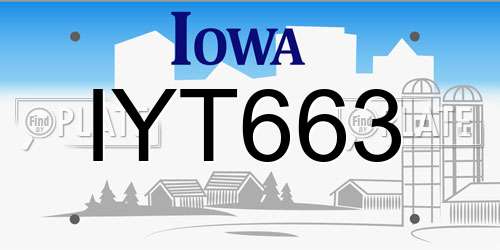 IYT663 Iowa License Plate