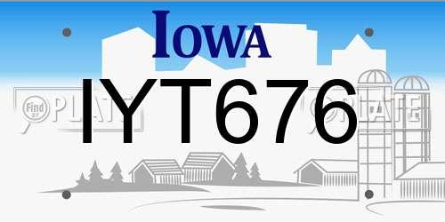 IYT676 Iowa License Plate