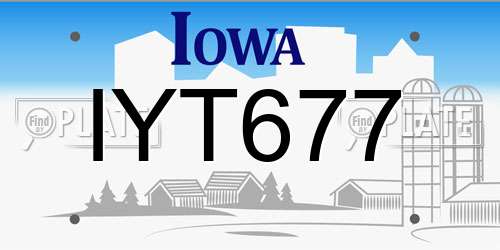 IYT677 Iowa License Plate