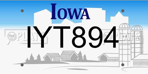IYT894 Iowa License Plate