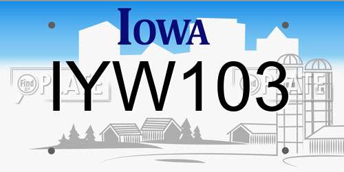 IYW103 Iowa License Plate