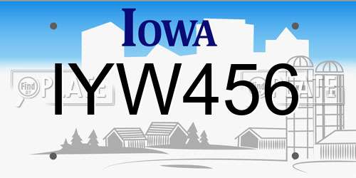 IYW456 Iowa License Plate
