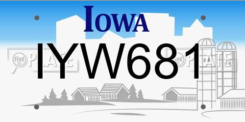 IYW681 Iowa License Plate
