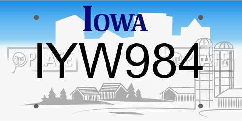 IYW984 Iowa License Plate