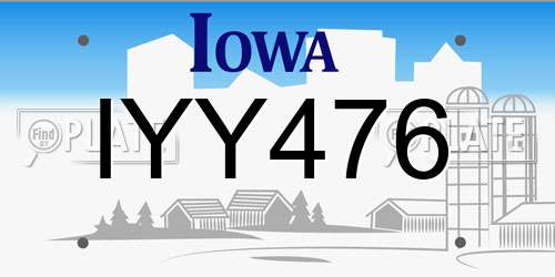 IYY476 Iowa License Plate