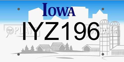 IYZ196 Iowa License Plate