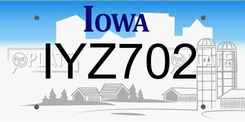 IYZ702 Iowa License Plate