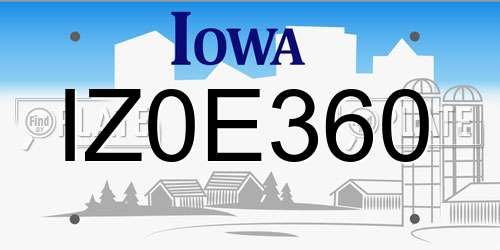 IZ0E360 Iowa License Plate