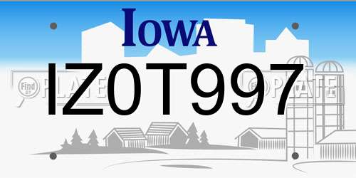 IZ0T997 Iowa License Plate
