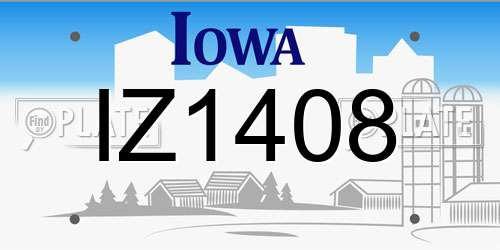 IZ1408 Iowa License Plate