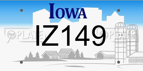 IZ149 Iowa License Plate