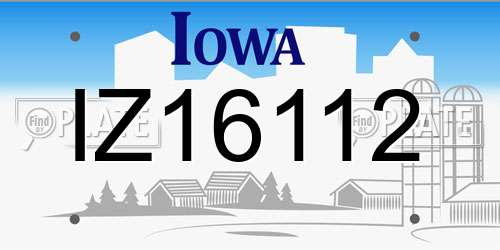 IZ16112 Iowa License Plate
