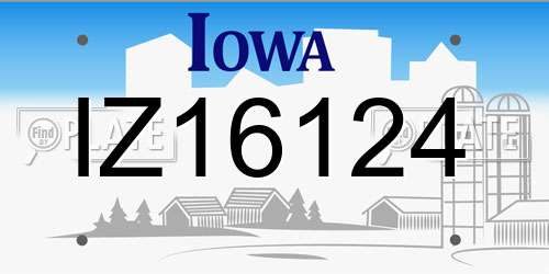 IZ16124 Iowa License Plate