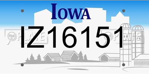 IZ16151 Iowa License Plate