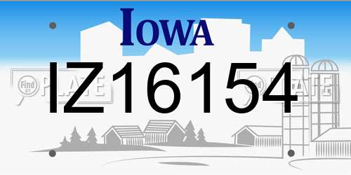 IZ16154 Iowa License Plate