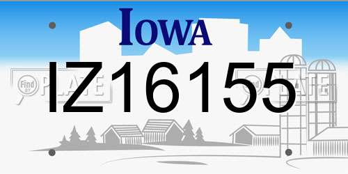 IZ16155 Iowa License Plate