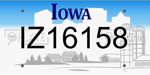 IZ16158 Iowa License Plate