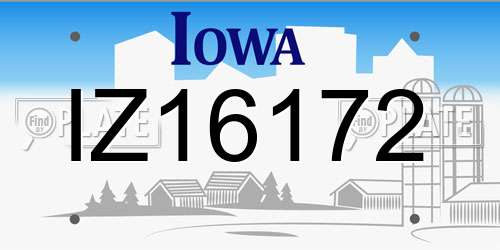 IZ16172 Iowa License Plate