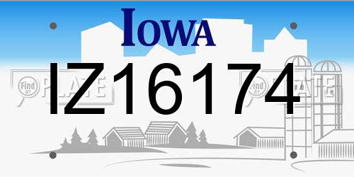 IZ16174 Iowa License Plate