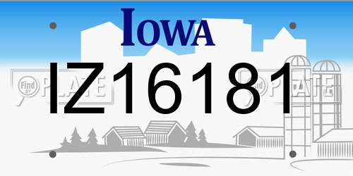 IZ16181 Iowa License Plate