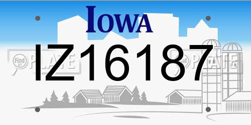 IZ16187 Iowa License Plate
