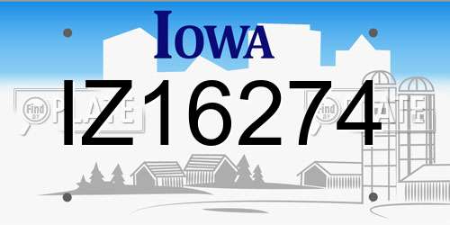 IZ16274 Iowa License Plate
