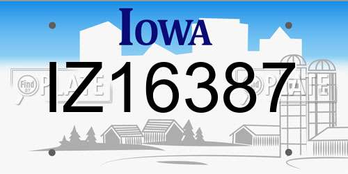 IZ16387 Iowa License Plate