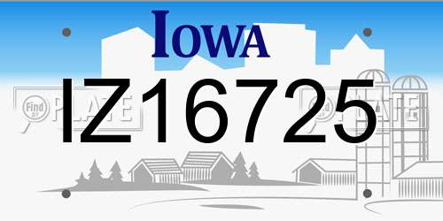IZ16725 Iowa License Plate