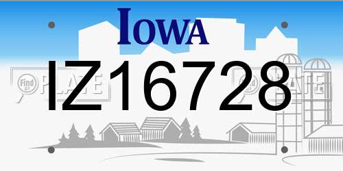 IZ16728 Iowa License Plate