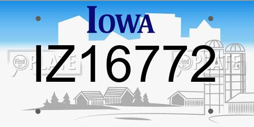 IZ16772 Iowa License Plate
