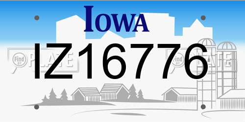 IZ16776 Iowa License Plate