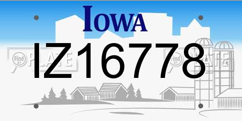 IZ16778 Iowa License Plate