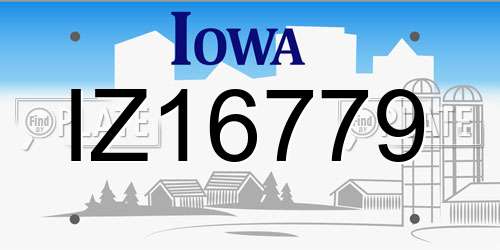 IZ16779 Iowa License Plate