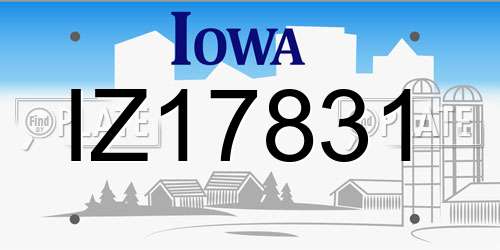 IZ17831 Iowa License Plate