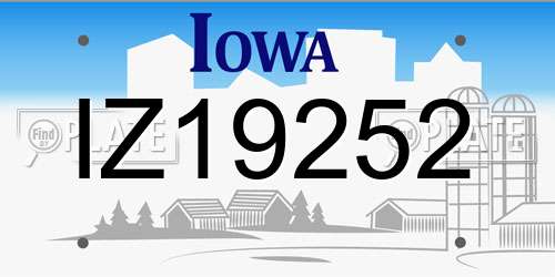 IZ19252 Iowa License Plate