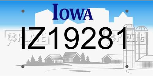 IZ19281 Iowa License Plate