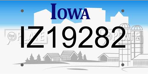 IZ19282 Iowa License Plate