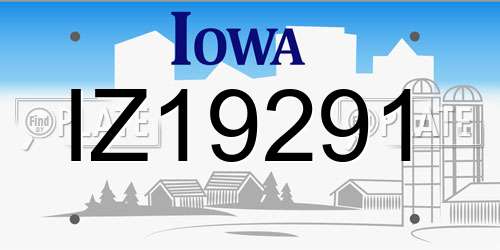 IZ19291 Iowa License Plate