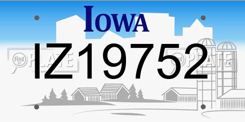 IZ19752 Iowa License Plate