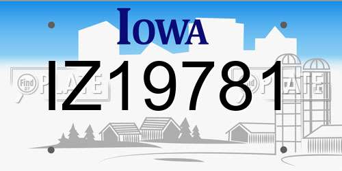 IZ19781 Iowa License Plate