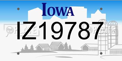 IZ19787 Iowa License Plate