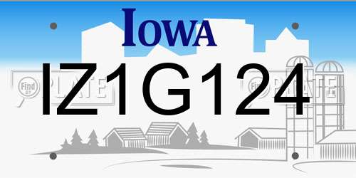 IZ1G124 Iowa License Plate