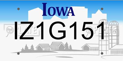 IZ1G151 Iowa License Plate