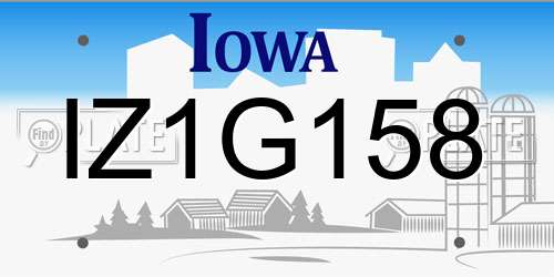 IZ1G158 Iowa License Plate