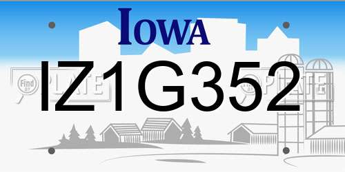 IZ1G352 Iowa License Plate