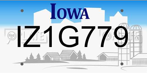 IZ1G779 Iowa License Plate